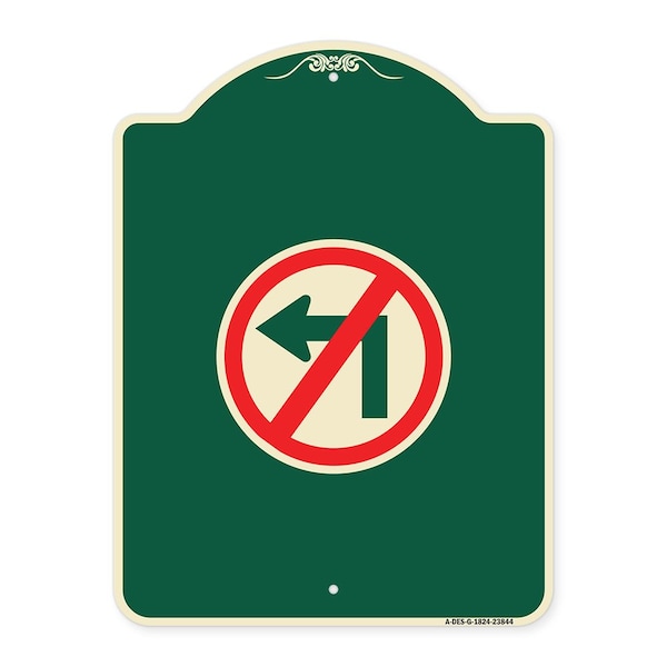 Signmission No Left Turn Graphic Only Heavy-Gauge Aluminum Architectural Sign, 24" x 18", G-1824-23844 A-DES-G-1824-23844 - main